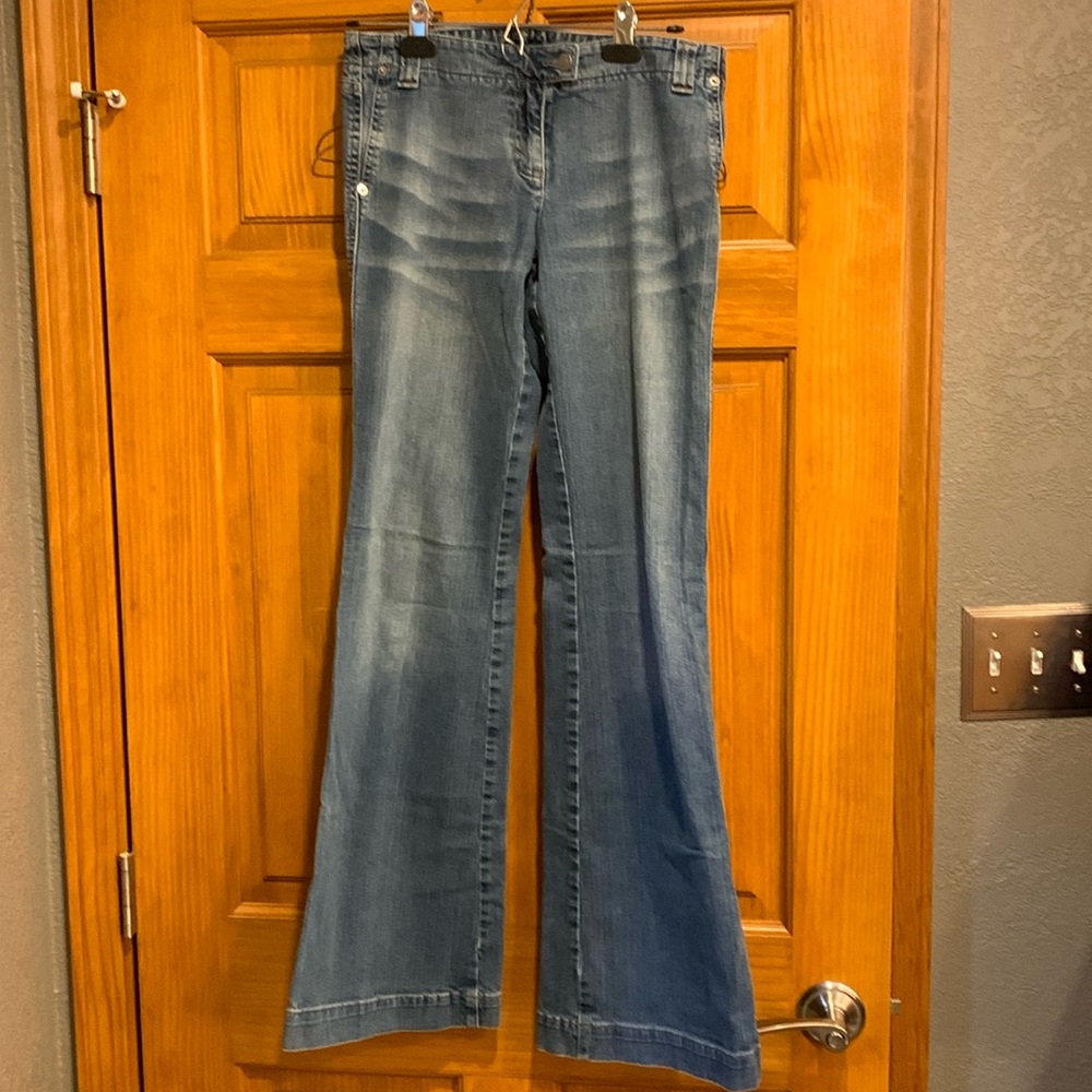 Sisley low rise flare jeans.